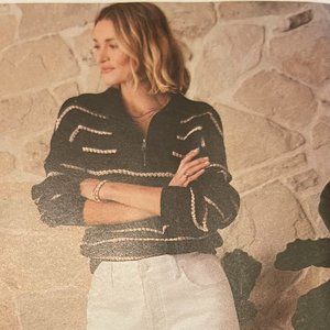 Evereve Gigi Stripe Quarter Zip Pullover